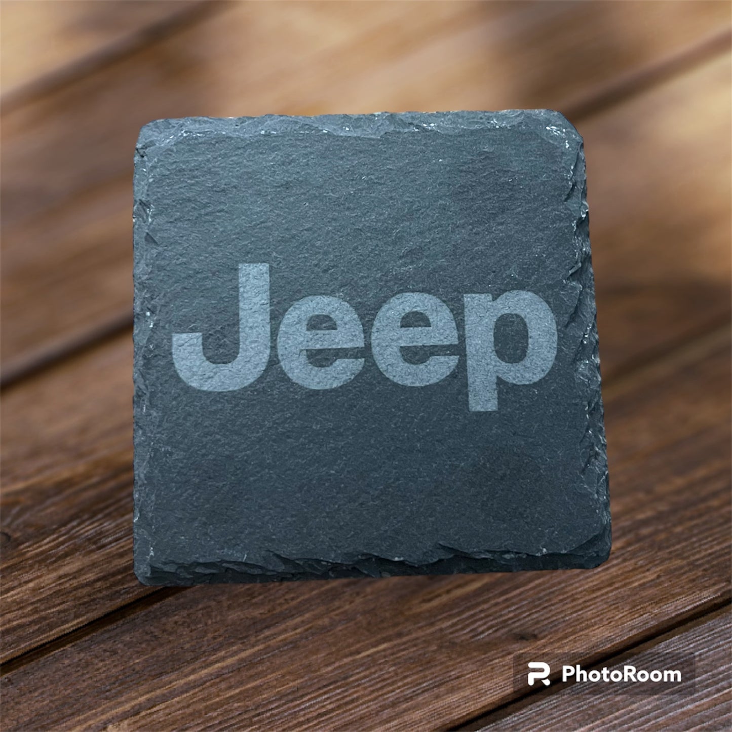 Jeep Laser Engraved Square Black Slate Stone Coasters -Set of 4