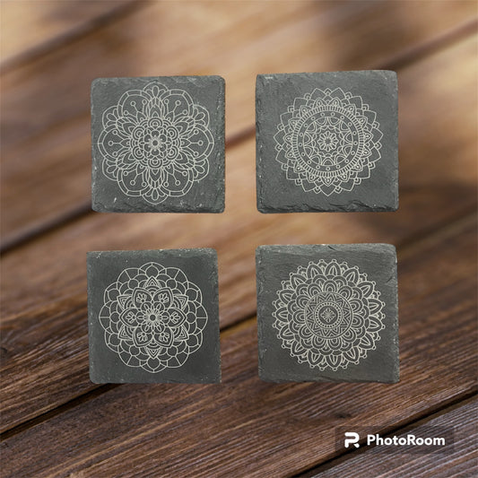 Mandala Slate Coasters-Set of 4