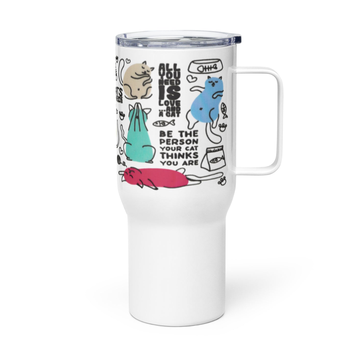 Travel mug with a handle