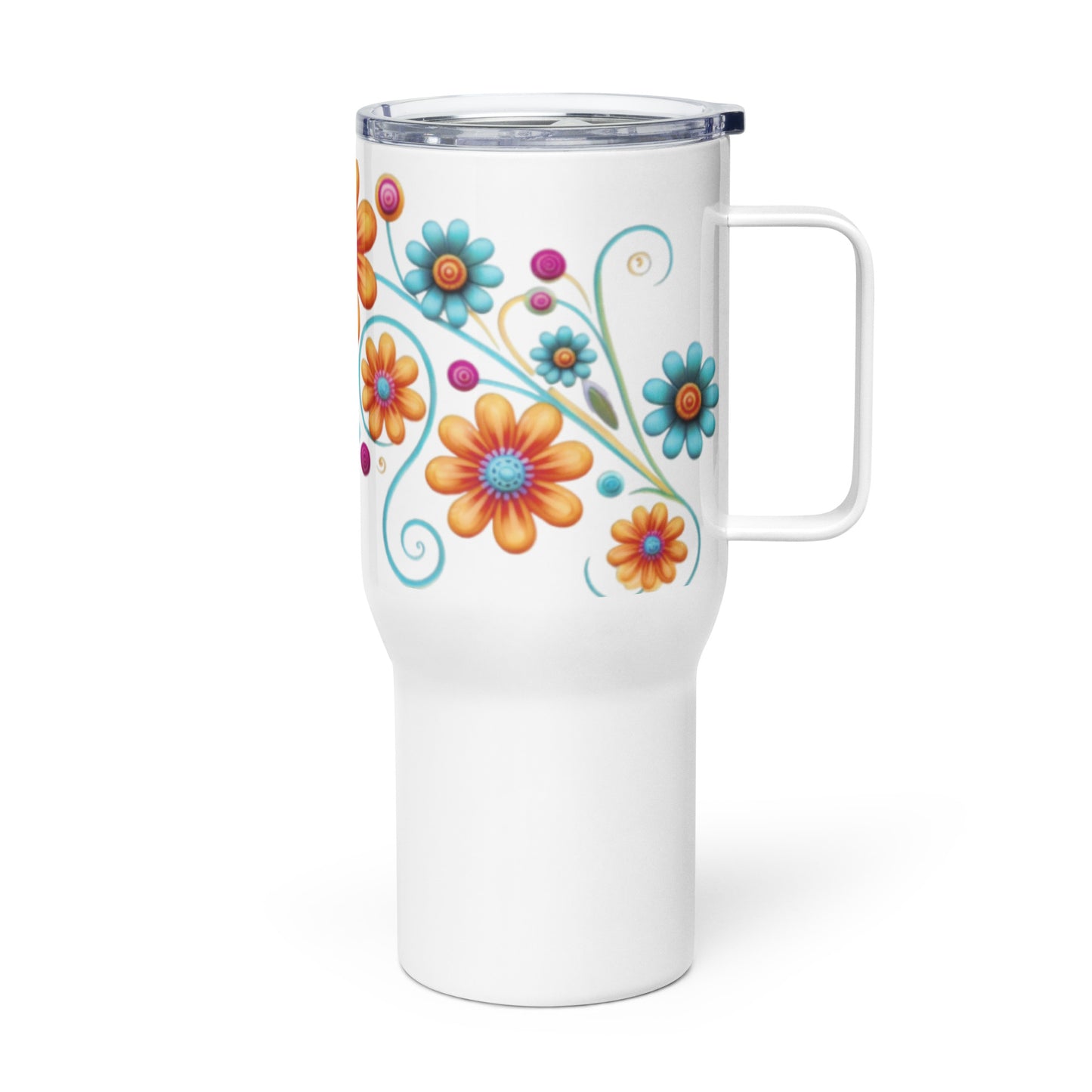 Travel mug with a handle