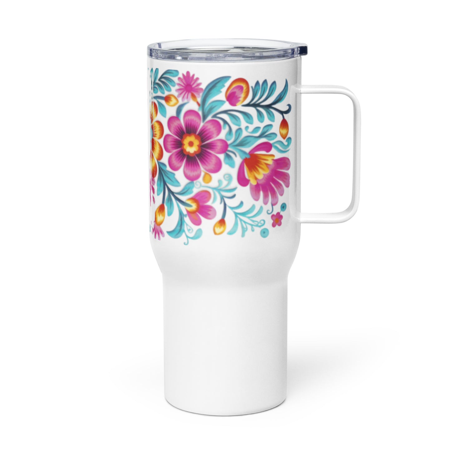 Travel mug with a handle