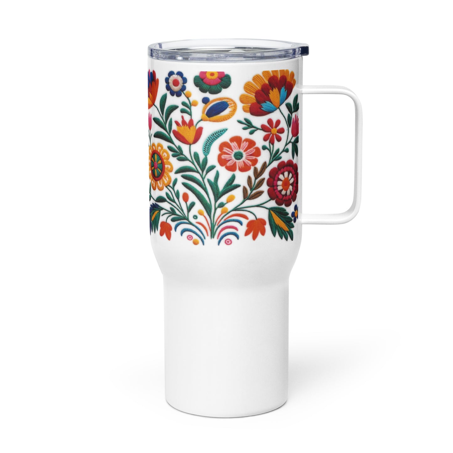 Travel mug with a handle