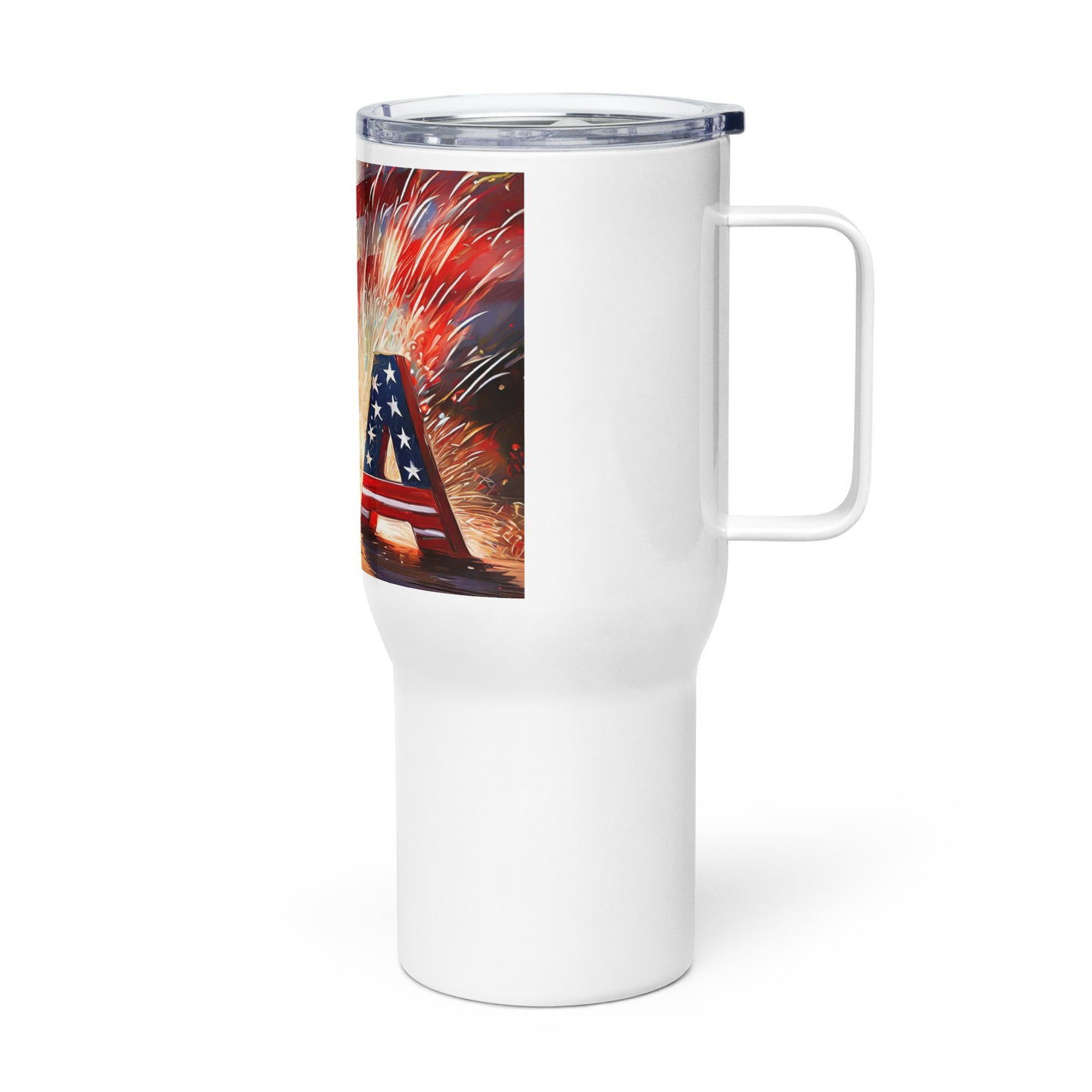 Travel mug with a handle