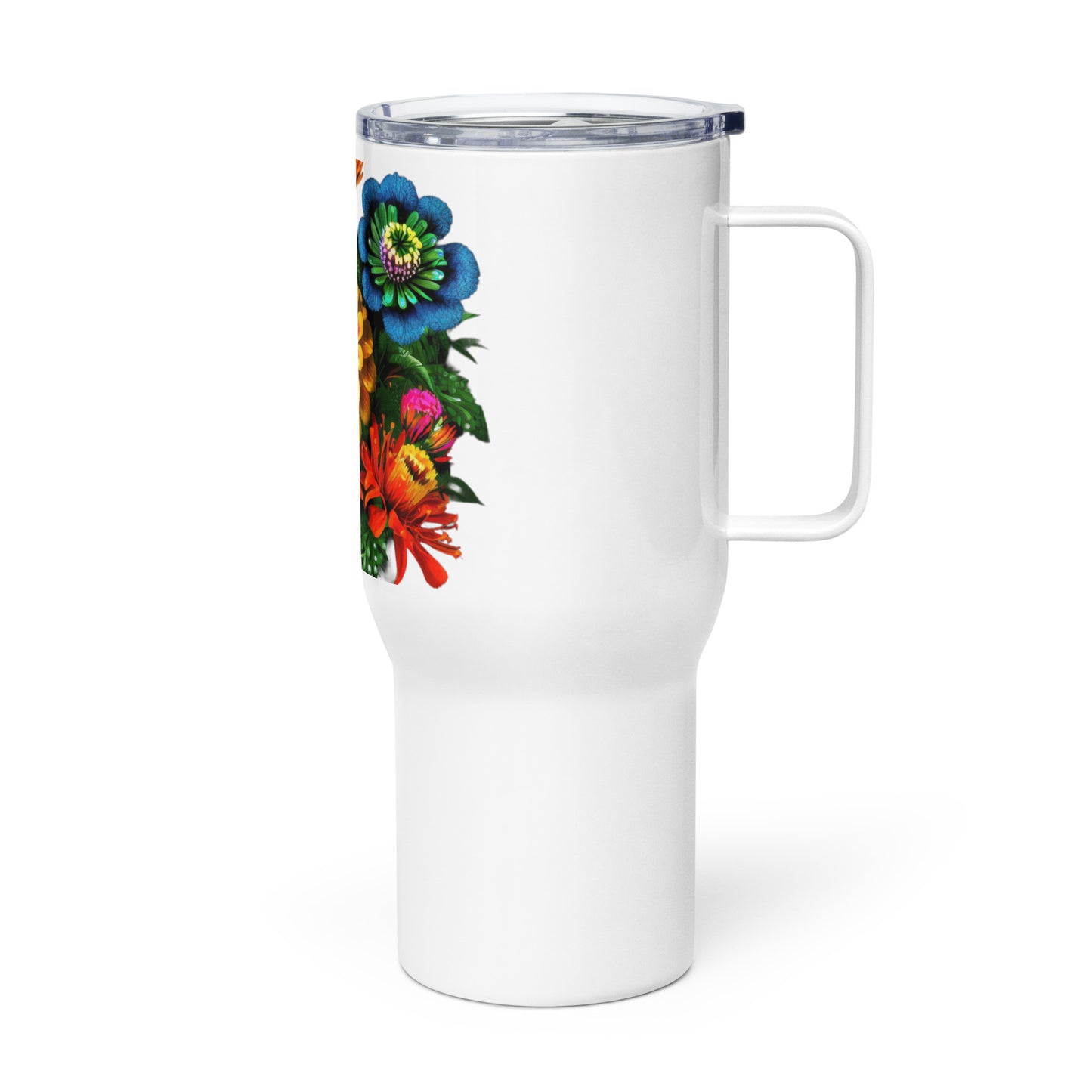 Travel mug with a handle