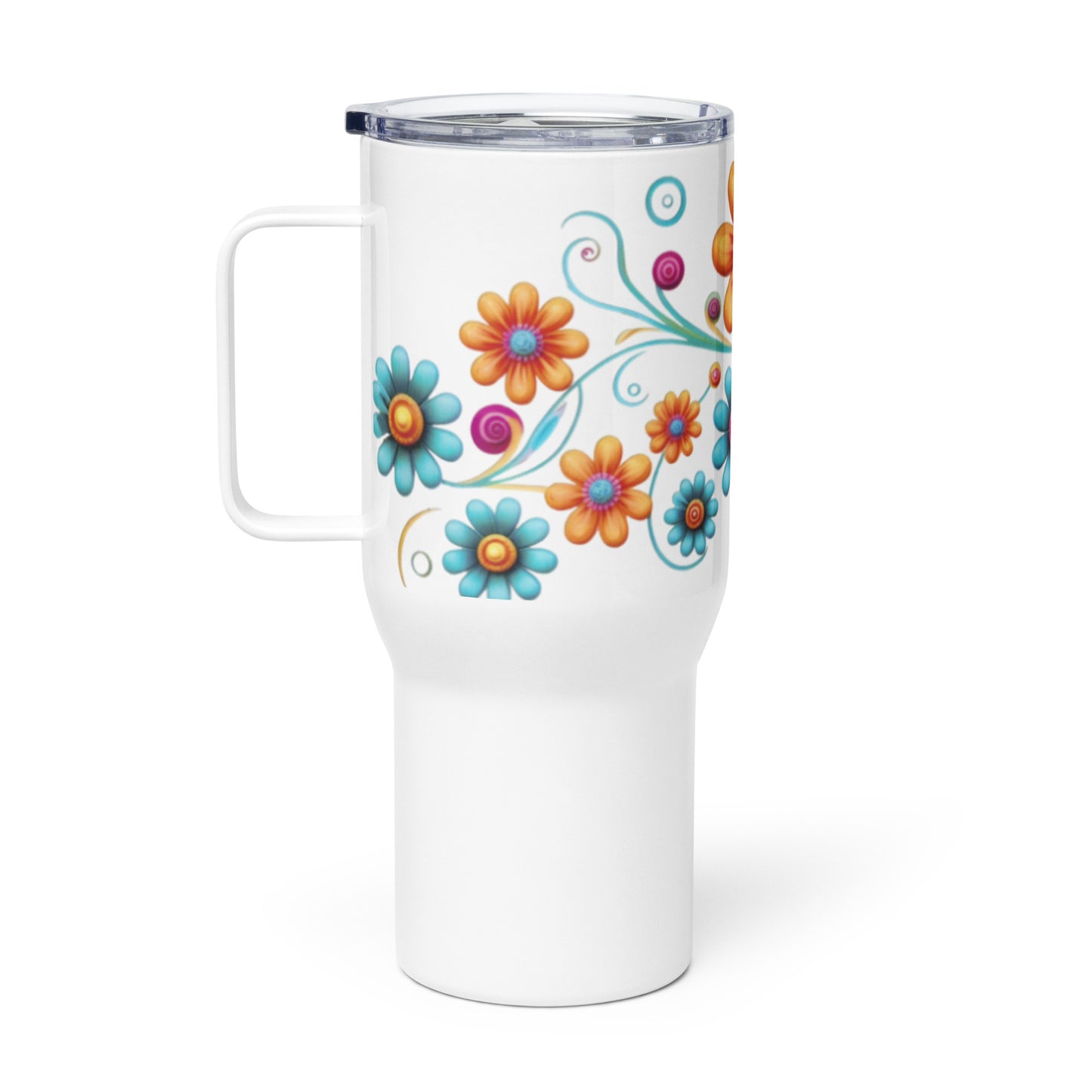 Travel mug with a handle