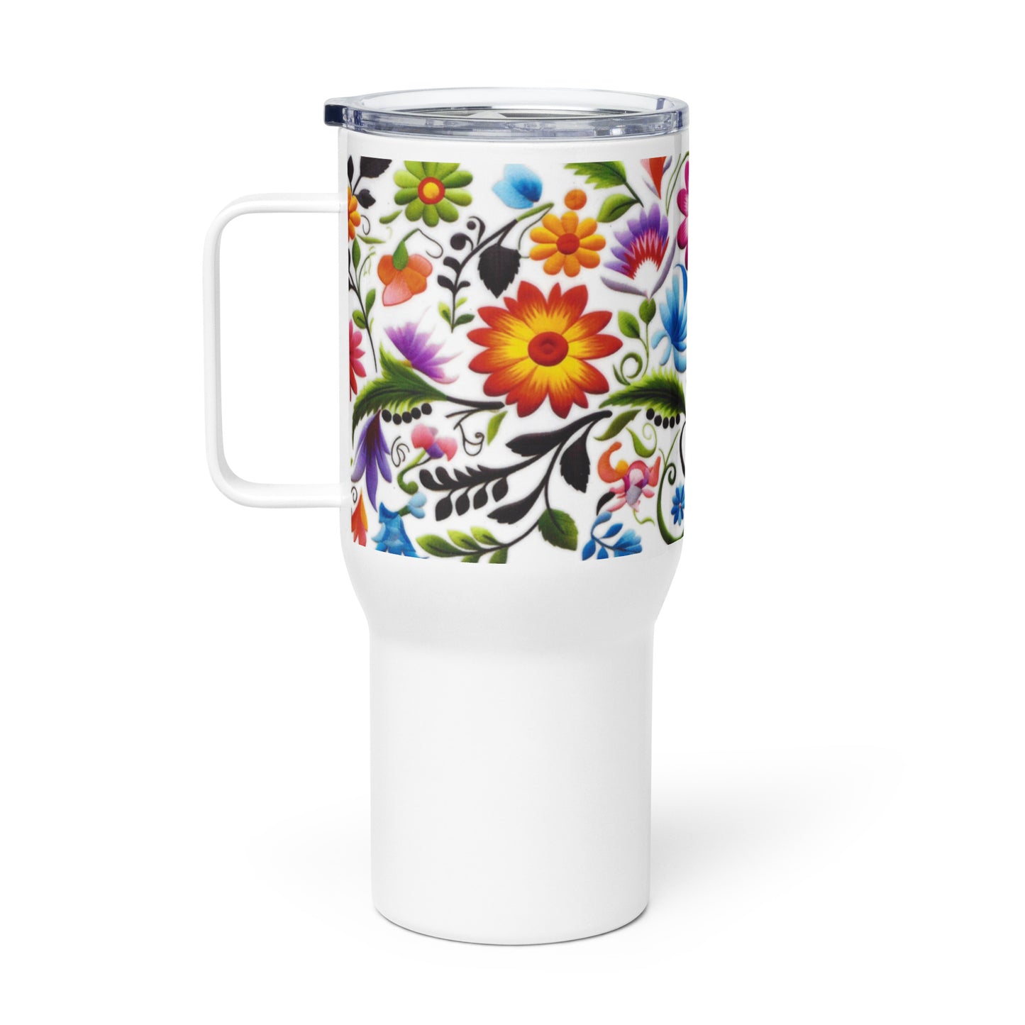 Travel mug with a handle