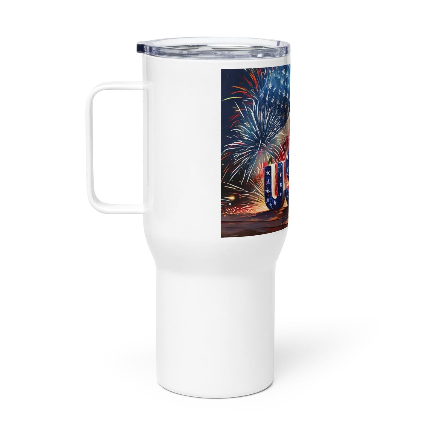 Travel mug with a handle